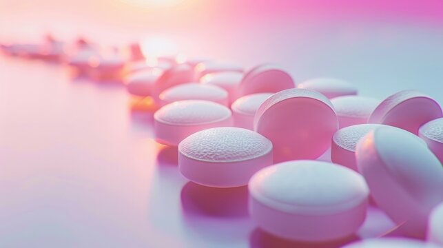 Pharmaceutical tablets of beclomethasone with copy space for medical concepts