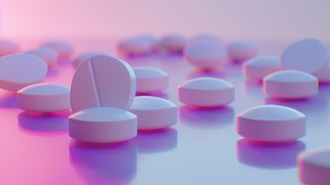 Pharmaceutical tablets of beclomethasone with copy space for medical concepts