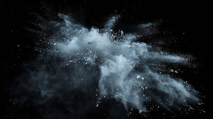A cloud of white and blue powdery substance is in the air