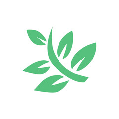 Flat green leaves collection.Vector illustration