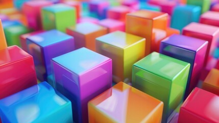 Fototapeta premium Multi-Colored Cubes on a Light Surface