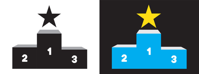 Podium with star icon set. Vector symbol for achievement and award recognition.