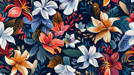 Fototapeta premium Floral background seamless pattern with abstract elegance