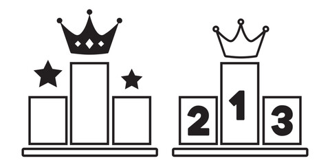 Podium with star icon set. Vector symbol for achievement and award recognition.