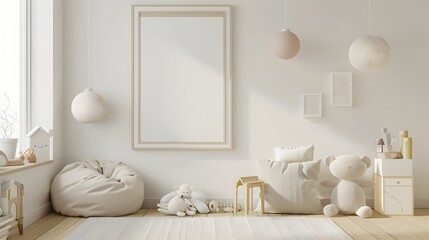 Whimsical Kid s Room with Playful Mockup Frame and 3D Touches