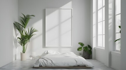 Bright and Airy Minimalist Bedroom with Frame Mockup for Teenage Living