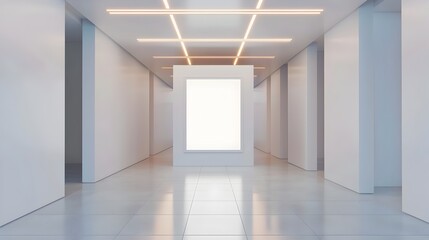 Bright and Minimalist Hallway with Frame Mockup 3D Rendering