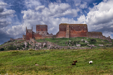 Hammershus ancient castle ruins on the Danish island Bornholm.