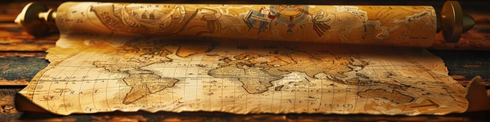 Fototapeta premium vintage map on the table. Selective focus