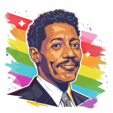 Create a portrait of Bayard Rustin in a flat color style
