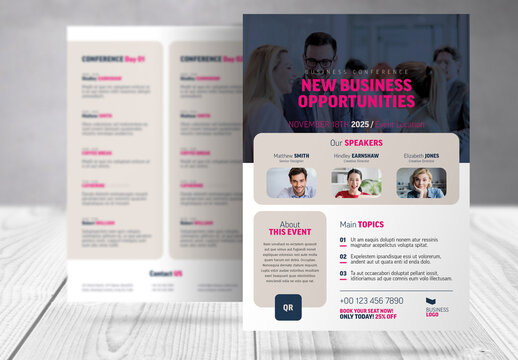 Business Conference Agenda and Program Flyer 