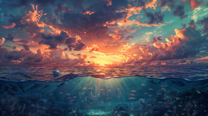 Surreal Ocean and Sky Fusion