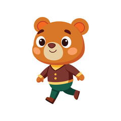 Cartoon cute little bear walking vector