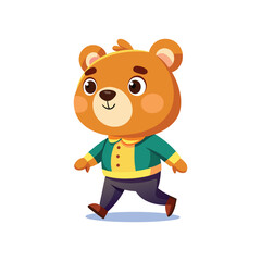 Cartoon cute little bear walking vector