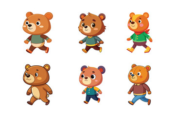 Cartoon cute little bear walking vector