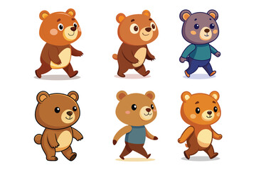 Cartoon cute little bear walking vector