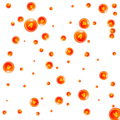 Vitamin A round capsules scattered randomly.