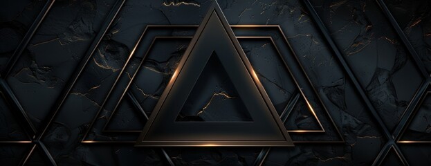 Obraz premium abstract dark geometric background with golden triangles