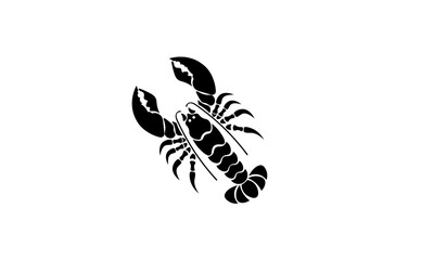 Lobster silhouette vector illustration on white background