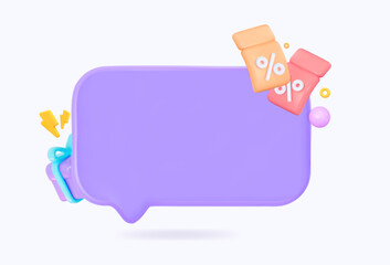 3d speech bubble with an empty space for text.  Special offer price sign. 