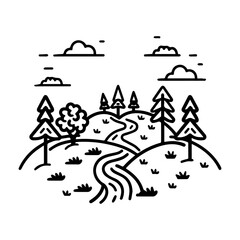 trail icon or modern line symbol. Vector line art and icon design with bold outline. Black and white Pixel Perfect minimalistic symbol isolated white background. Silhouette simple thin sign