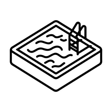 recommend clip art: pool icon or modern line symbol. Vector line art and icon design with bold outline. Black and white Pixel Perfect minimalistic symbol isolated white background. Silhouette simple thin sign
