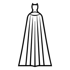 cape icon or modern line symbol. Vector line art and icon design with bold outline. Black and white Pixel Perfect minimalistic symbol isolated white background. Silhouette simple thin sign