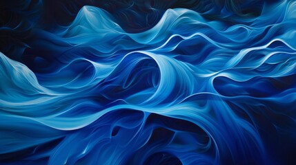 Fototapeta premium Abstract blue wave patterns, flowing and dynamic shapes. Contemporary art and ocean movement concept
