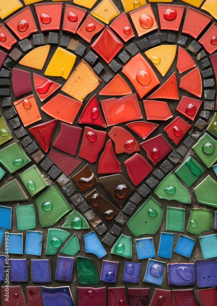 Wall mural Vibrant mosaic heart pattern