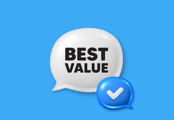 Best value tag. Text box speech bubble 3d icons. Special offer Sale sign. Advertising Discounts symbol. Best value chat offer. Speech bubble banner. Text box balloon. Vector