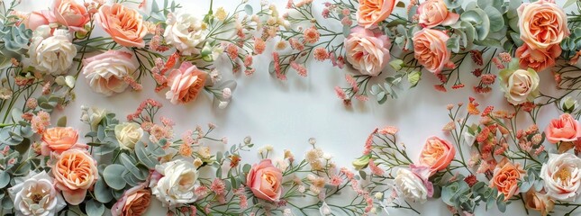 Delicate Pink and White Rose Arrangement With Babys Breath and Greenery