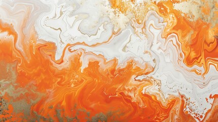 Abstract Orange and White Fluid Art Background