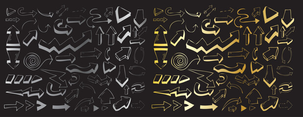Handsketched Vector Arrows-gold and silver