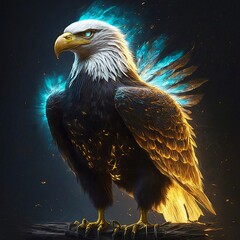 Fototapeta premium portrait of a bald eagle in abstract with a glow on it's feathers 