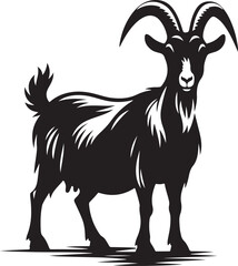 Farmyard Friend: A Goat Silhouette, Vector Illustration, Isolated