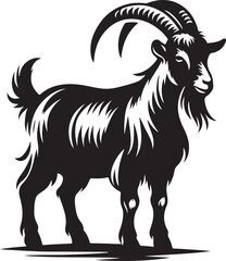 Farmyard Friend: A Goat Silhouette, Vector Illustration, Isolated