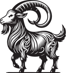 Farmyard Friend: A Goat Silhouette, Vector Illustration, Isolated