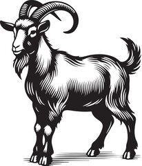 Farmyard Friend: A Goat Silhouette, Vector Illustration, Isolated