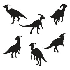 Parasaurolophus Dinosaur Illustration Vector Silhouette Bundle