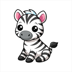 Cartoon cute baby zebra sitting vector