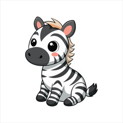 Cartoon cute baby zebra sitting vector