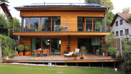 Obraz premium Cutting edge eco conscious housing design for sustainable and contemporary living