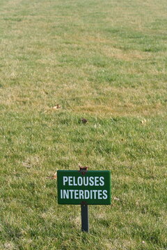 French sign on the grass - Pelouses interdites - Do not walk on the grass