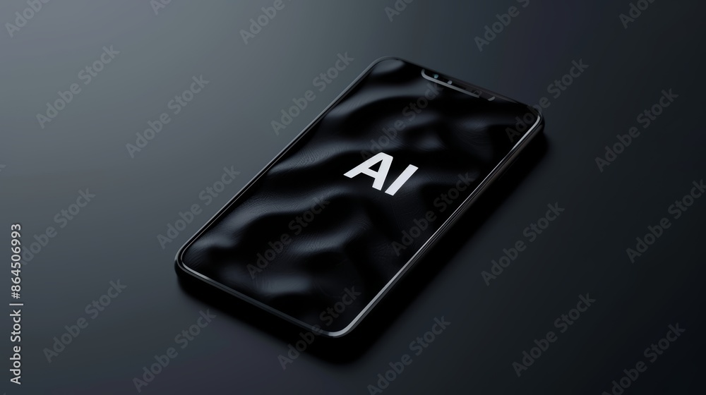 Fototapete overhead perspective of a mobile device with 