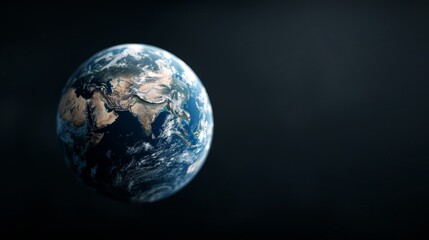 Fototapeta premium Simplistic image of Earth under moody lighting, partial continents emerging from shadows, ideal for global and space themes, soft ambient light