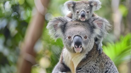 Naklejka premium Koala Family in the Australian Bush