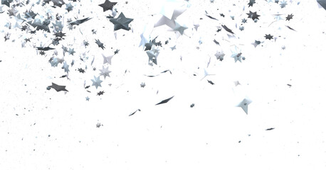 Stellar Christmas Drift: Radiant 3D Illustration Showcasing Descending Holiday Stars in Motion