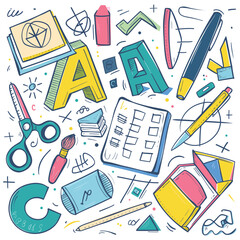 Back To School, School clipart Vector doodle school icons symbols