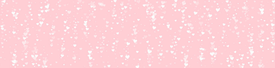 White hearts scattered on pink background.