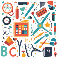 Back To School, School clipart Vector doodle school icons symbols